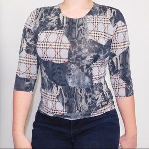 Vintage Versace patchwork Burberry top S